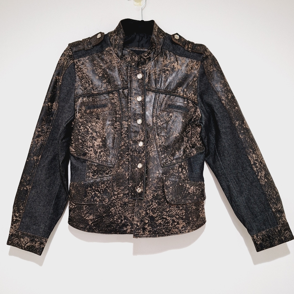 🤍NWOT H&D Classic Leather Collection" denim & leather motorcycle jacket MED